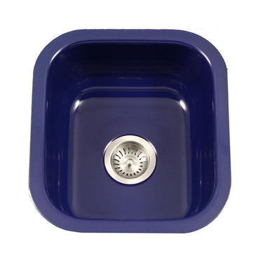 Houzer NB Porcela Series Porcelain Enamel Steel Undermount Bar/Prep Sink, Navy Blue Kitchen Sink - Undermount Houzer